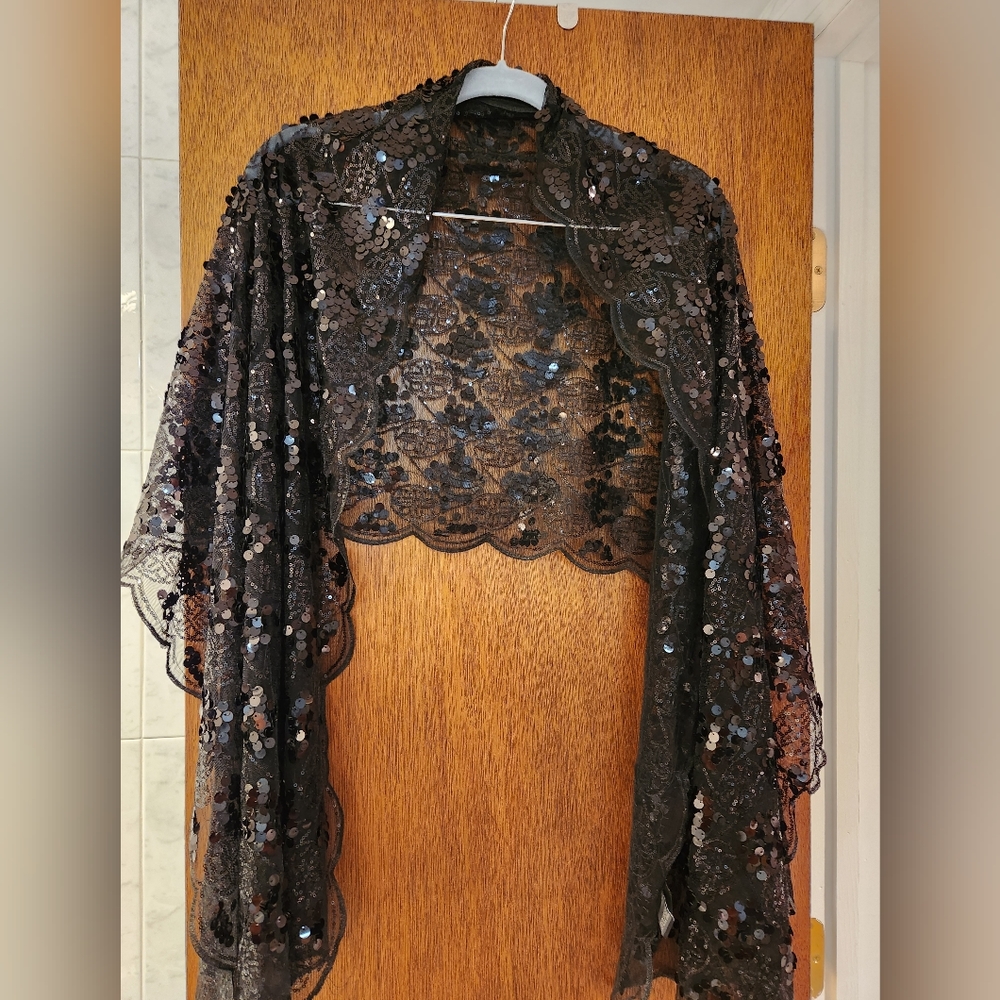 Black sequin shawl  by Cejon